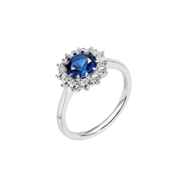 Stroili Anello Argento Cristallo Blu e Zirconi 1694868 Stainless