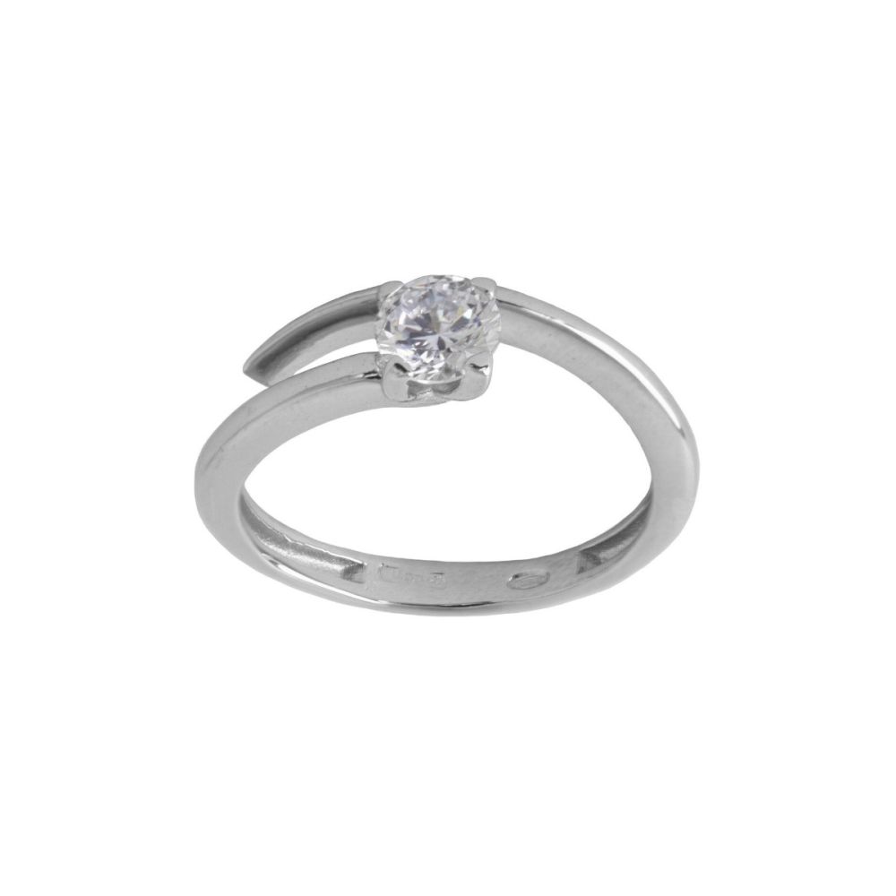 Chimiama Anello Argento Solitario Bianco