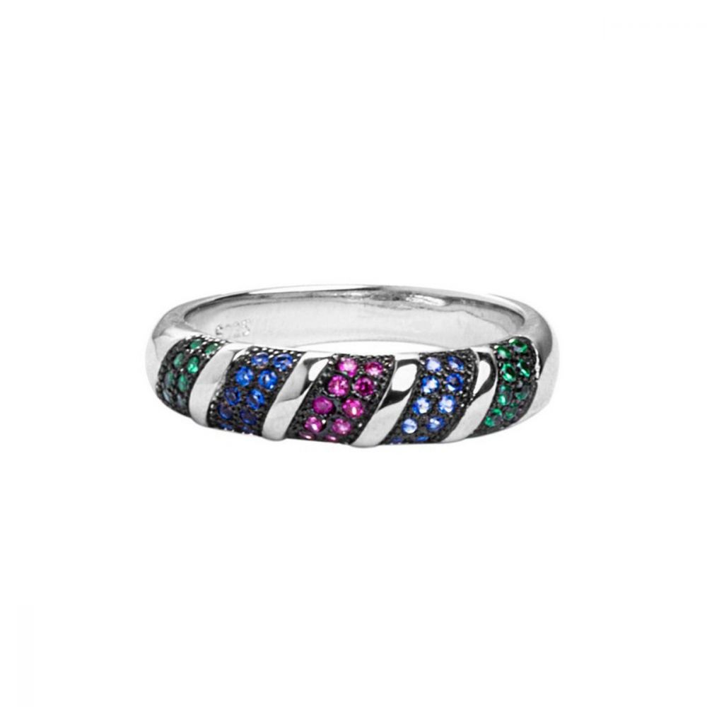 Chimiama Anello Donna Argento Zirconi Multicolor