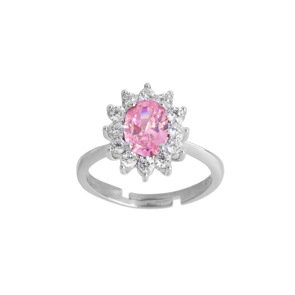 Chimiama Anello Regolabile Argento Cristallo Rosa