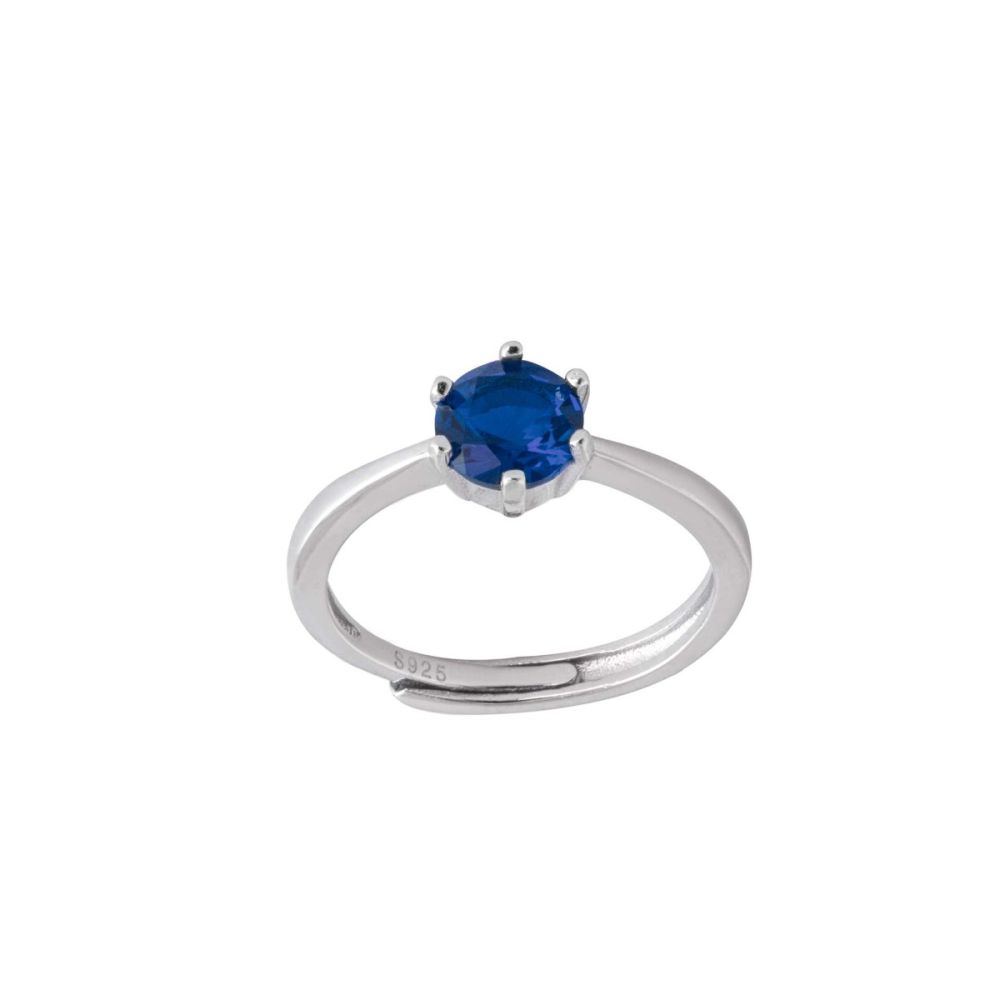 Chimiama Anello Regolabile Argento Cristallo Blu