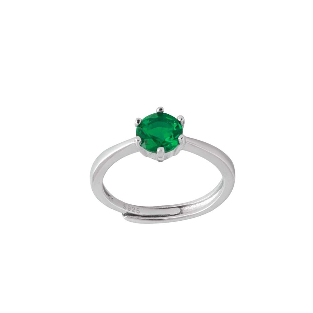 Chimiama Anello Regolabile Argento Cristallo Verde