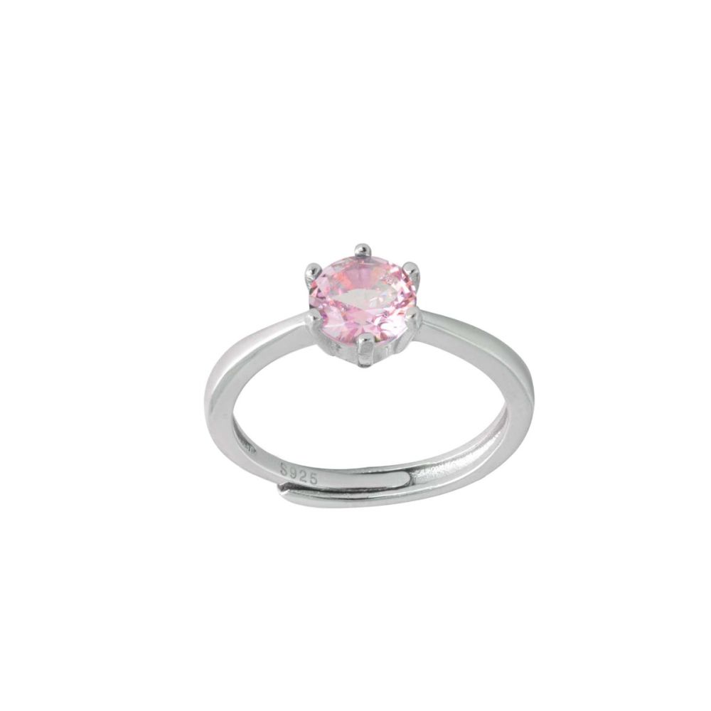 Chimiama Anello Regolabile Argento Cristallo Rosa