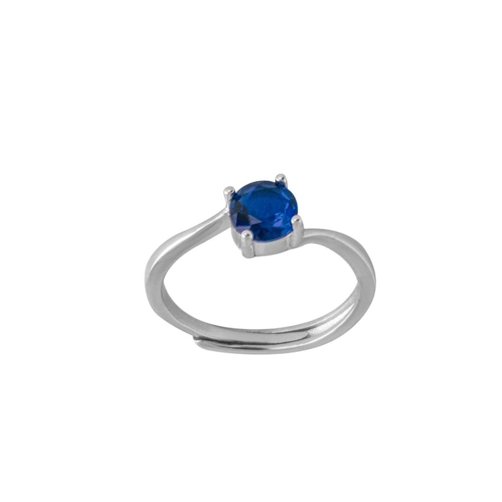 Chimiama Anello Regolabile Argento Cristallo Blu