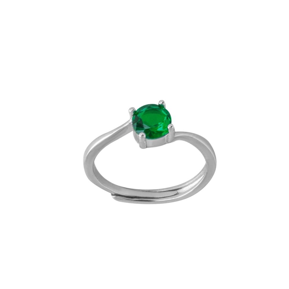 Chimiama Anello Regolabile Argento Cristallo Verde