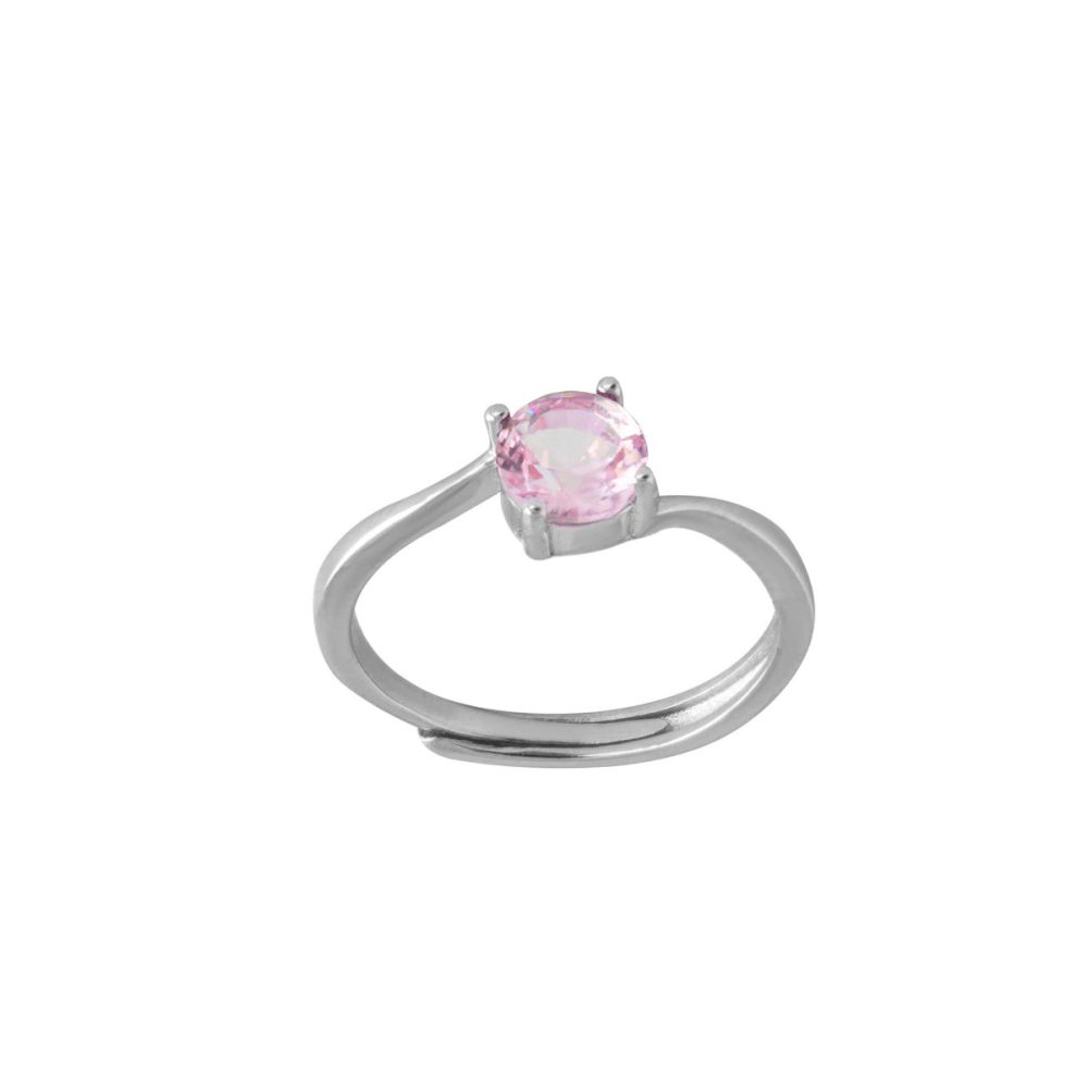 Chimiama Anello Regolabile Argento Cristallo Rosa