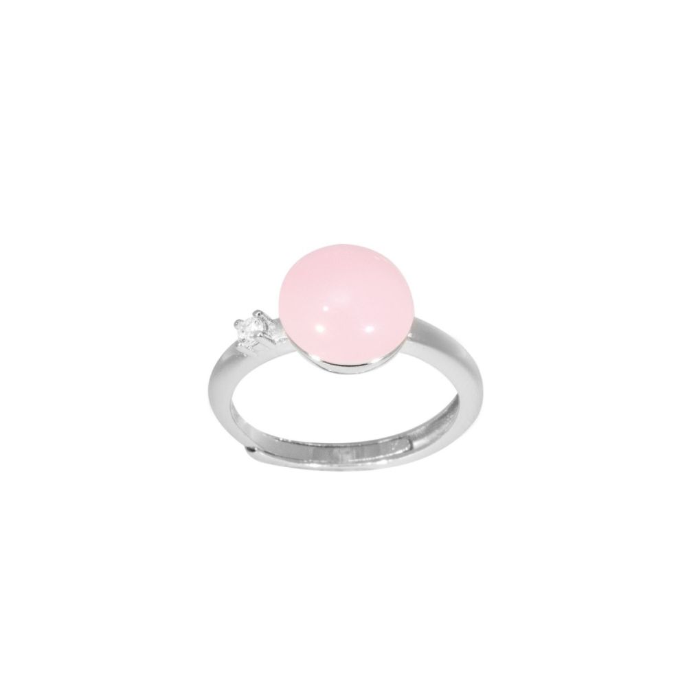 Chimiama Anello Regolabile Argento Pietra Rosa