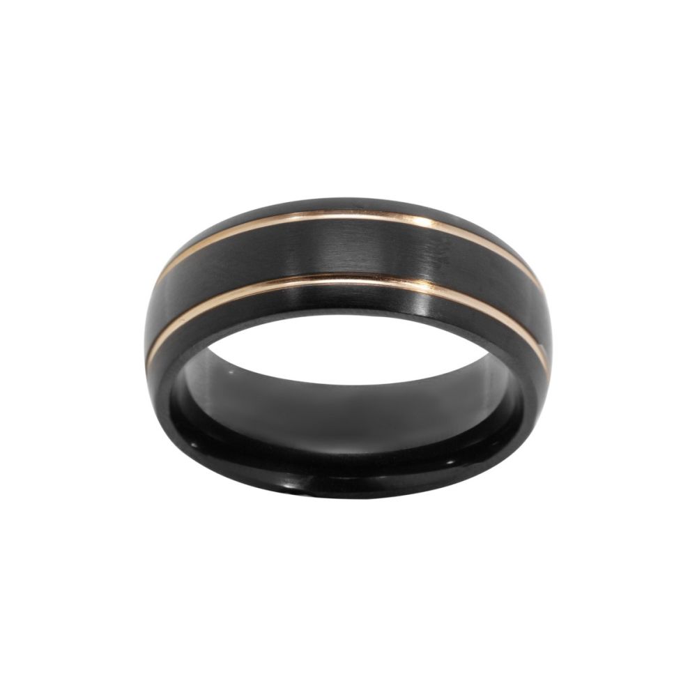 Chimiama Anello Acciaio Pvd Nero e Gold