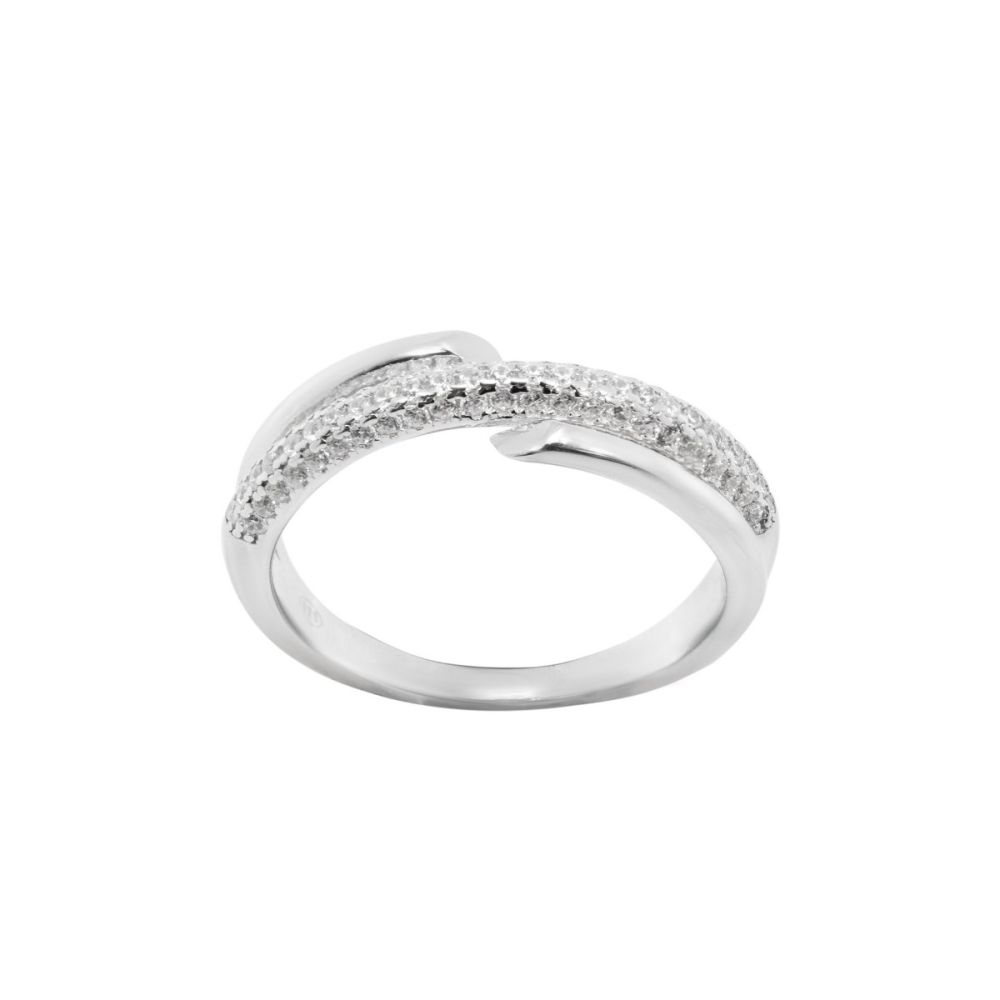 Chimiama Anello Argento Zirconi Bianchi