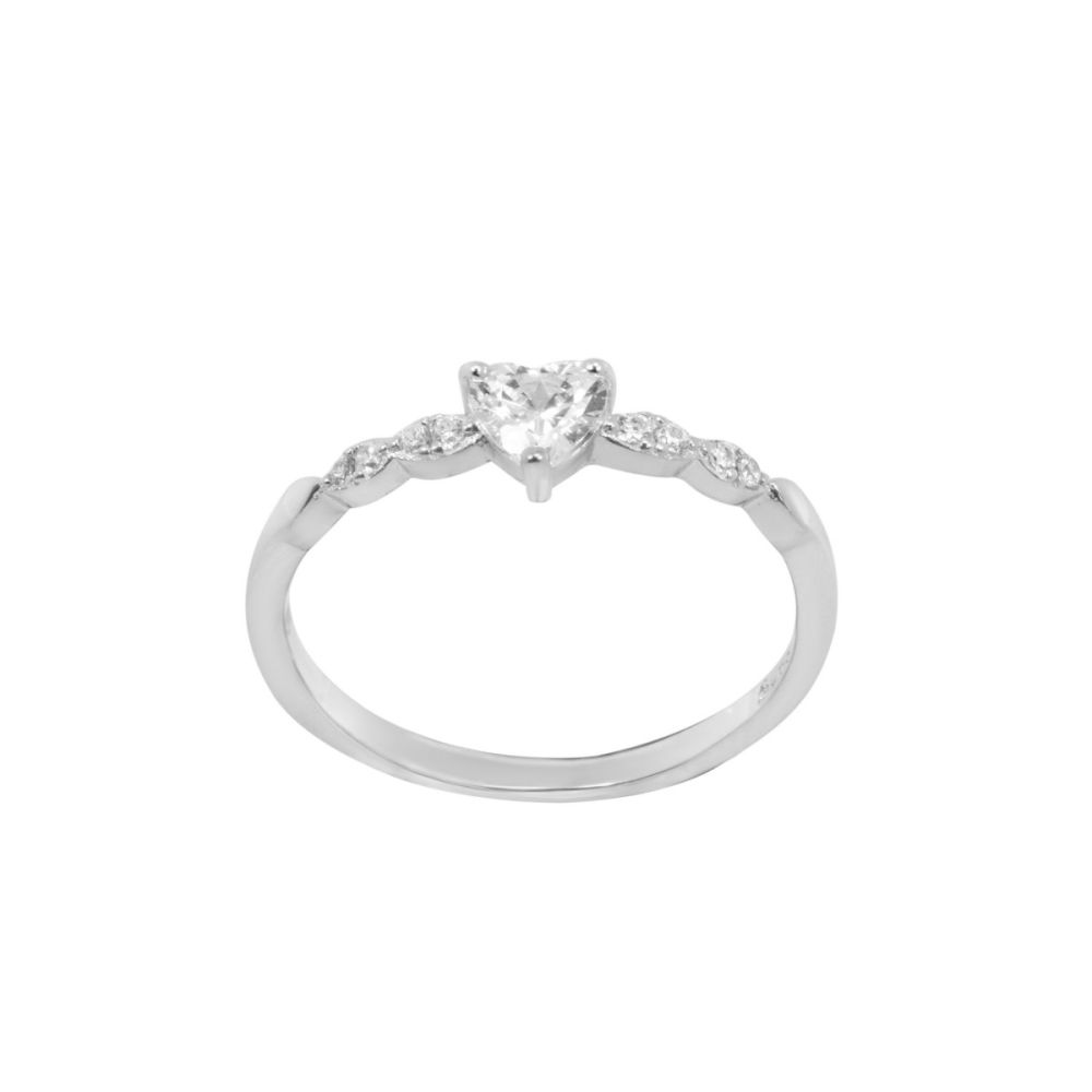 Chimiama Anello Argento Cuore Bianco
