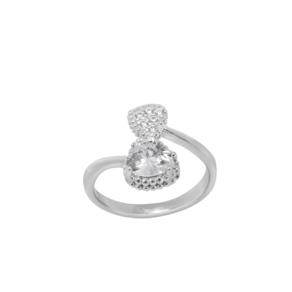 Chimiama Anello Argento Cuori Cristalli Bianchi