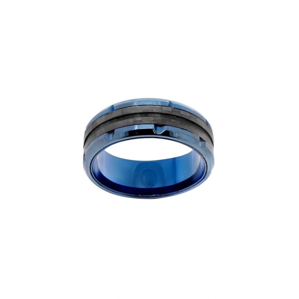 Chimiama Anello Acciaio e Pvd Blu