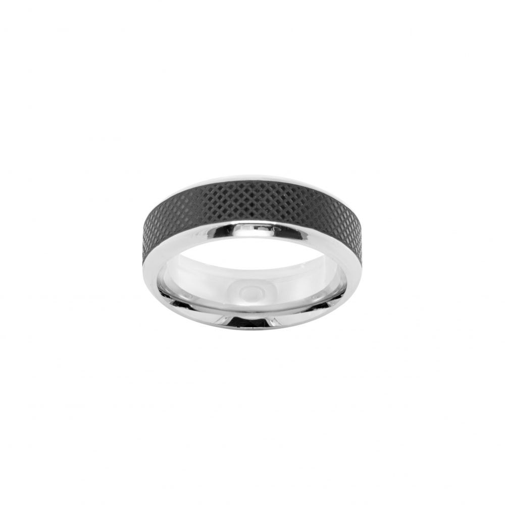 Chimiama Anello Acciaio e Ceramica Nera