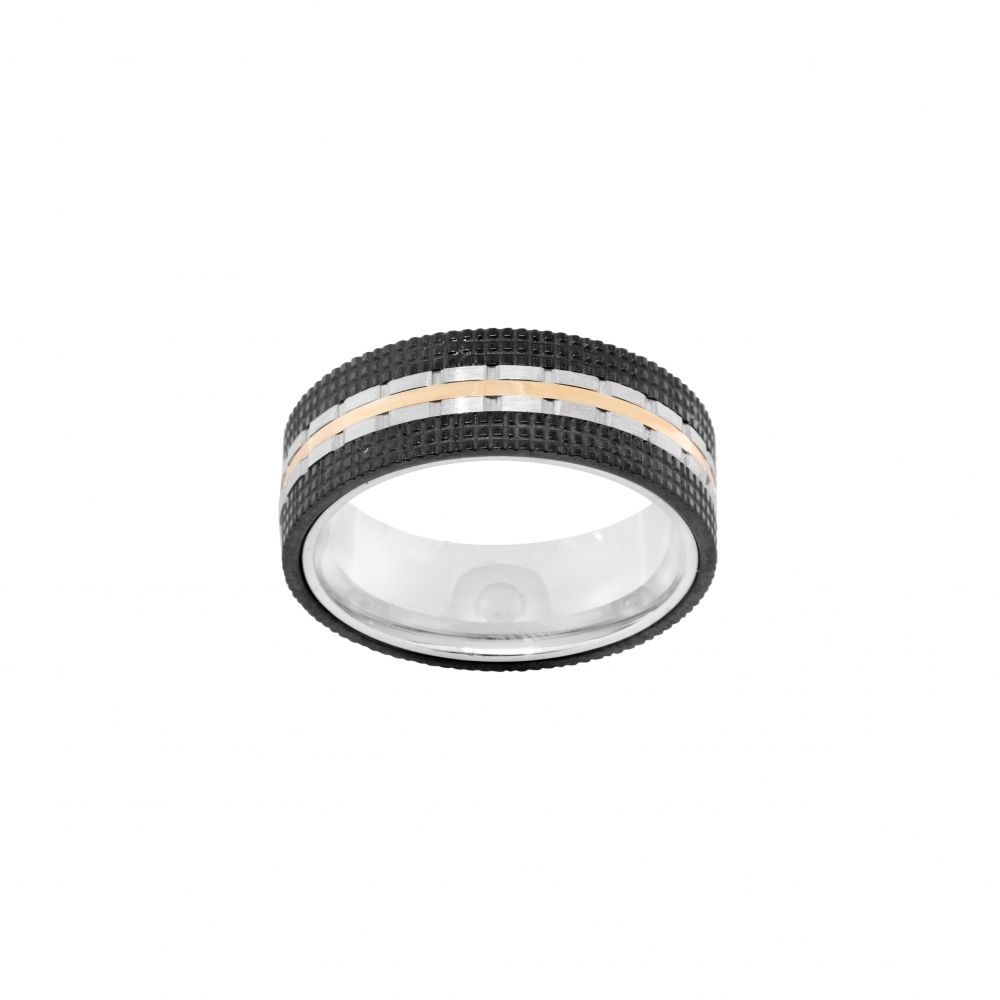 Chimiama Anello Acciaio e Ceramica Nera