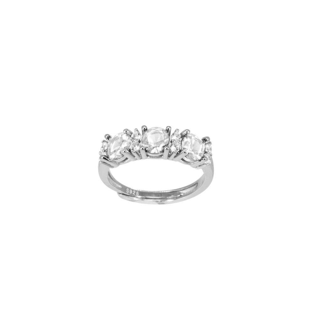 Chimiama Anello Trilogy Argento Zirconi Bianchi