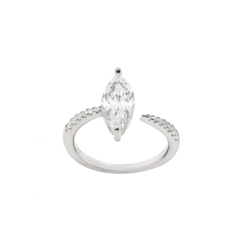 Chimiama Anello Argento Zirconi Bianchi