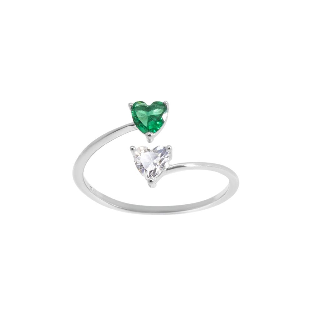 Chimiama Anello Argento Cuore Bianco e Verde