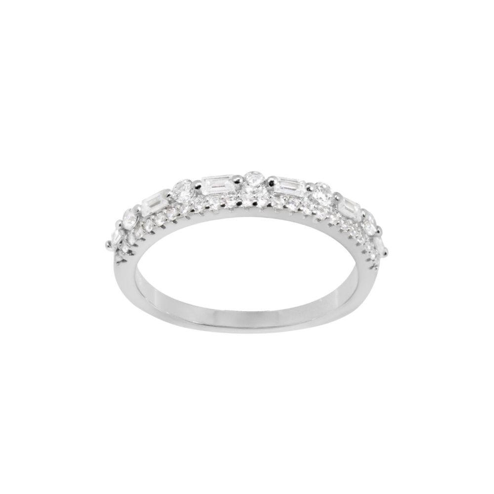 Chimiama Anello Argento Zirconi Bianchi