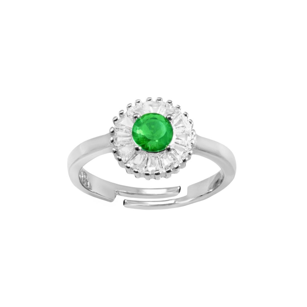 Chimiama Anello Argento Zirconi Bianchi e Smeraldo