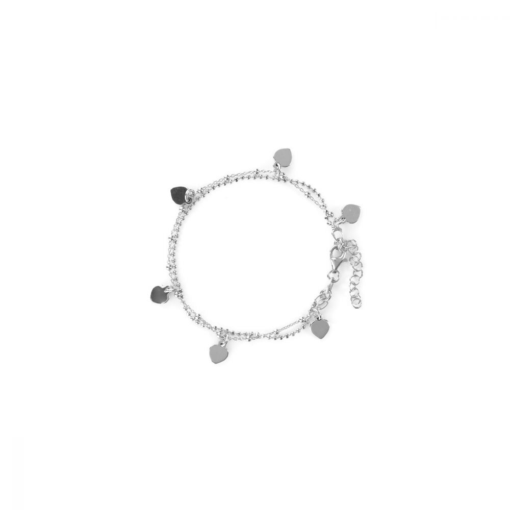 Chimiama Bracciale 2 Fili Argento Rodiato con Cuori