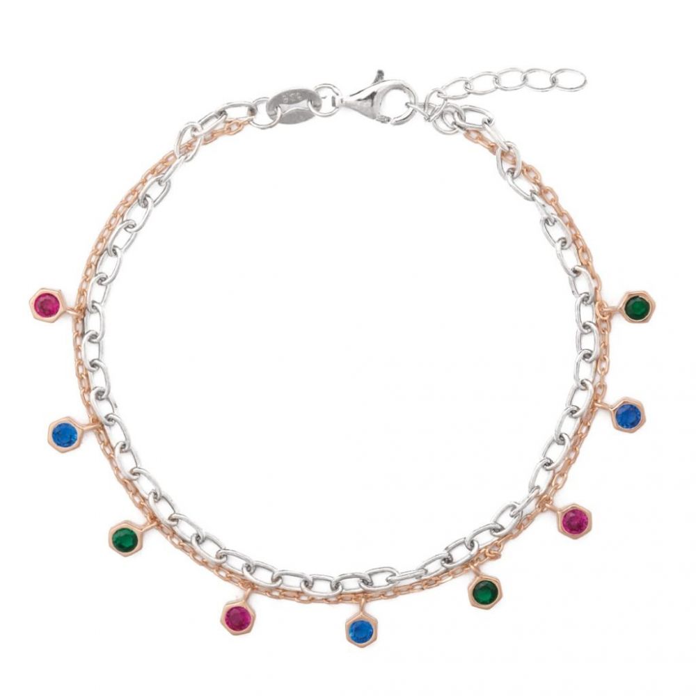 Chimiama Bracciale Donna Argento Bicolore e Strass Colorati