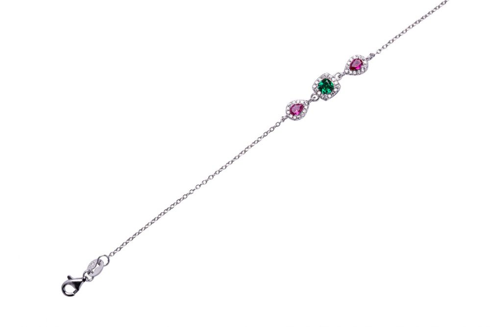 Chimiama Bracciale Argento Cristalli Tormalina e Smeraldo