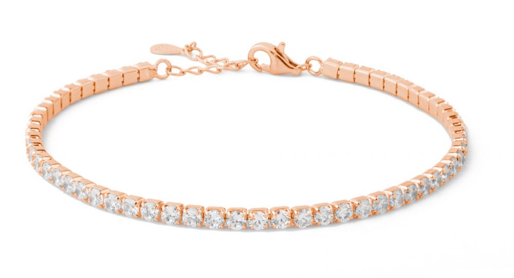 Chimiama Bracciale Tennis Argento Rosè Pietre Bianche