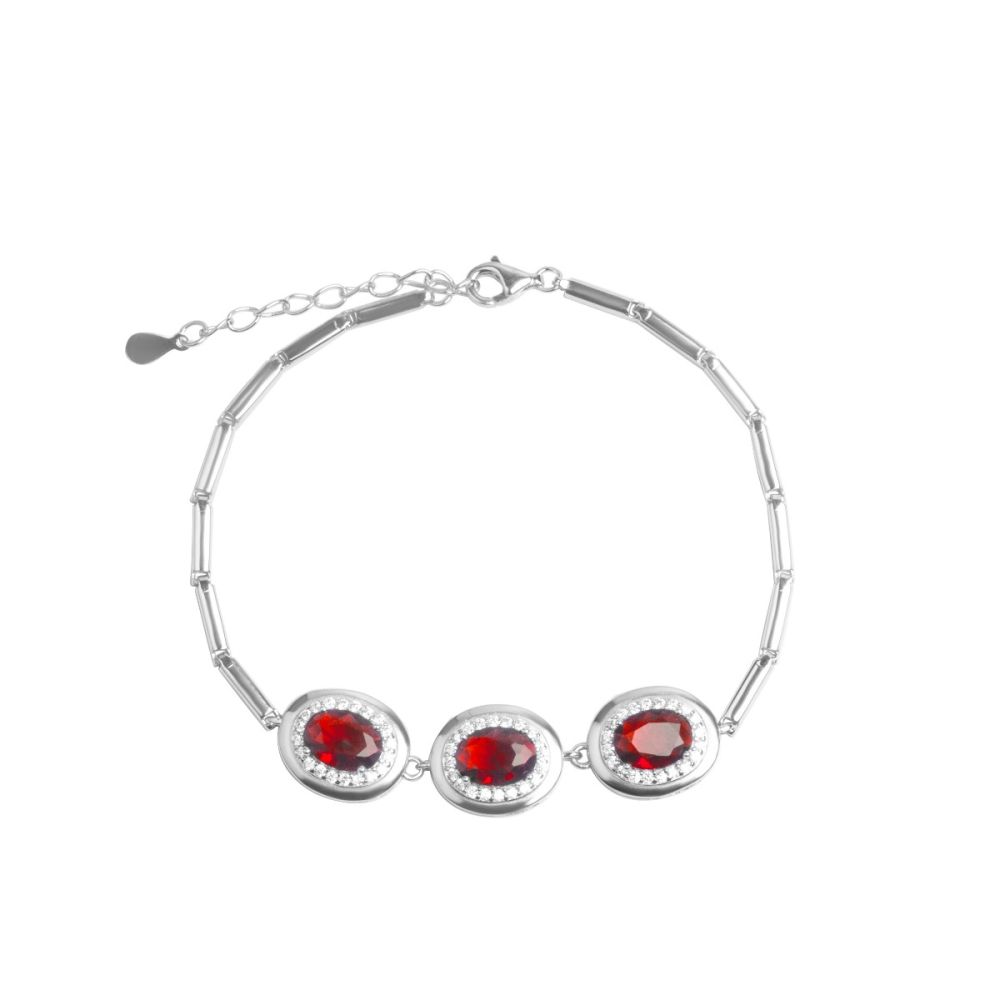 Chimiama Bracciale Argento 3 Cristalli Rubino