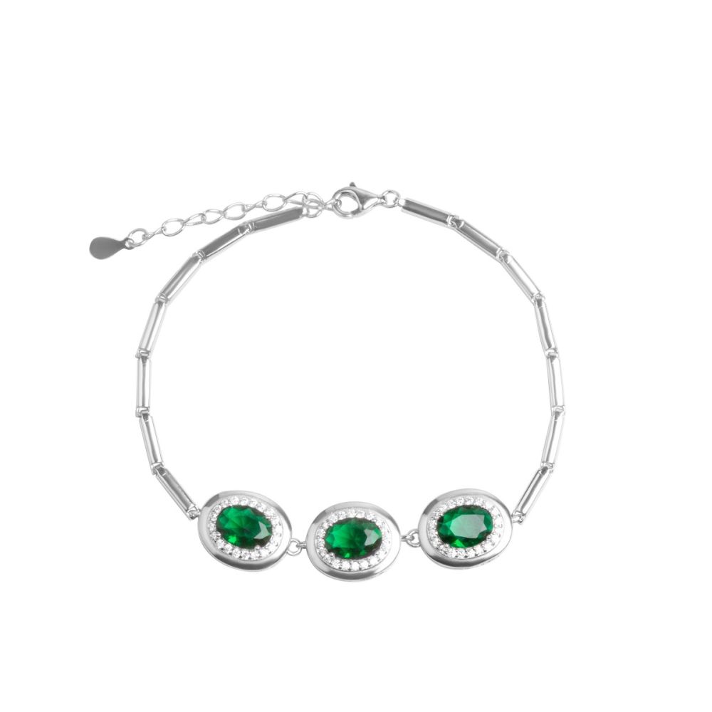 Chimiama Bracciale Argento 3 Cristalli Smeraldo