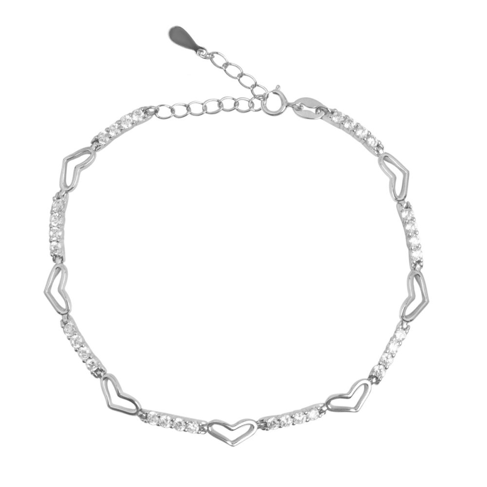 Chimiama Bracciale Argento Cristalli Bianchi e  Cuori
