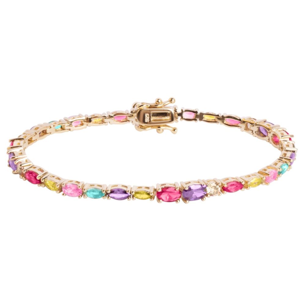 Chimiama Bracciale Argento Gold Cristalli Multicolor