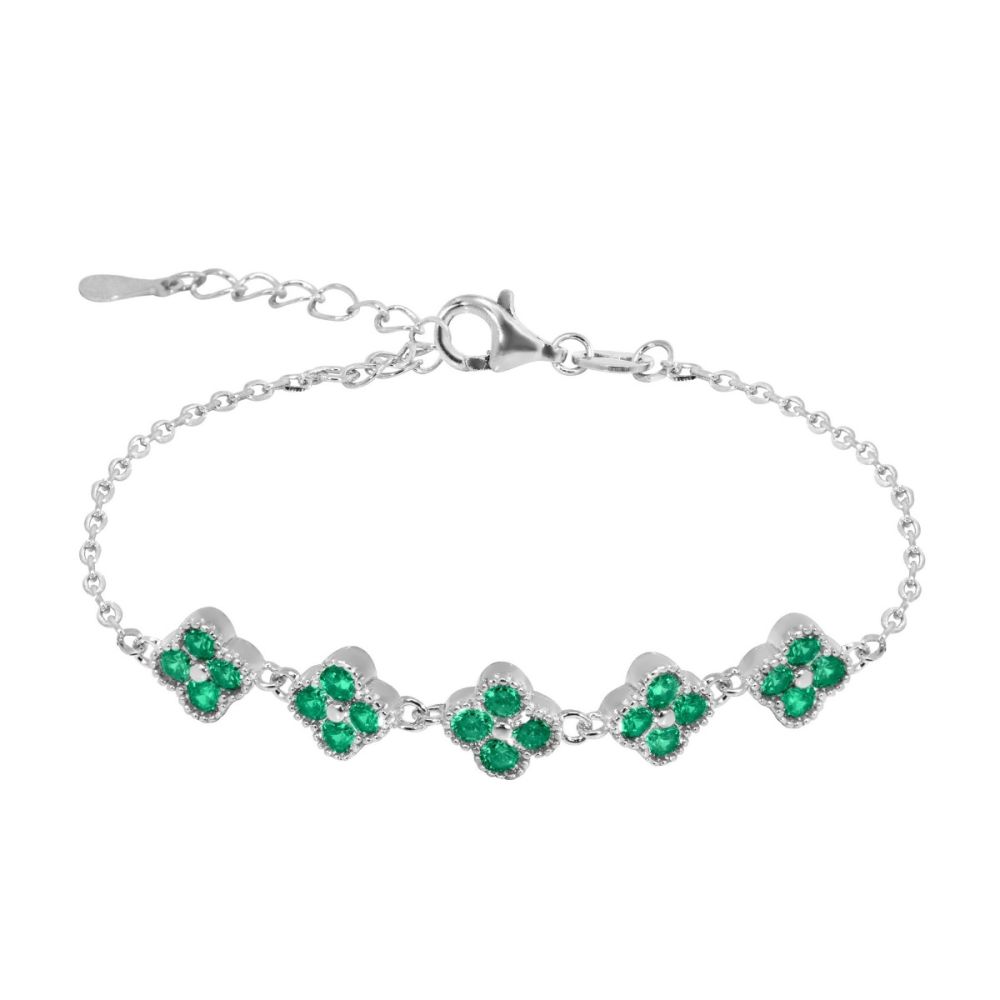Chimiama Bracciale Argento Cristalli Smeraldo