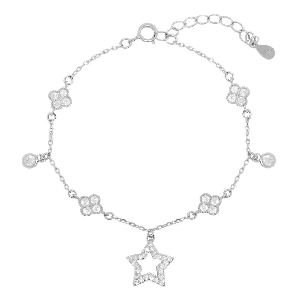 Chimiama Bracciale Argento Stella e Cristalli Bianchi