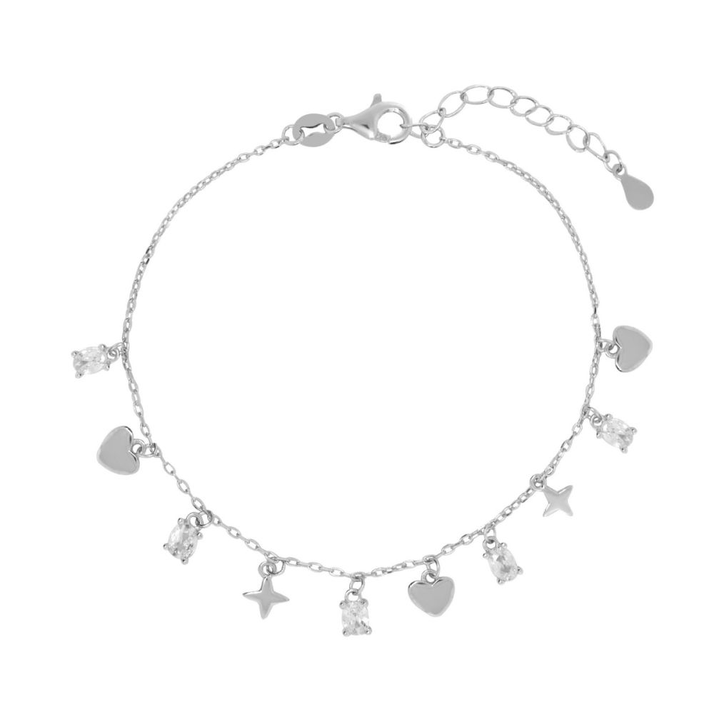 Chimiama Bracciale Argento Multicharm e Cristalli Bianchi