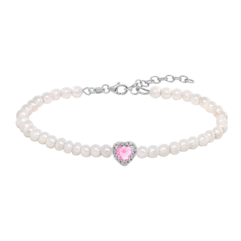 Chimiama Bracciale Argento Perle e Cuore Kunzite