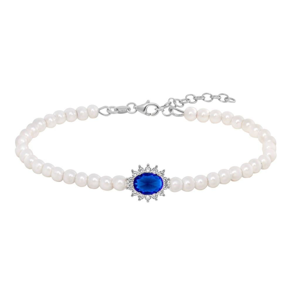 Chimiama Bracciale Argento Perle e Cristallo Zaffiro