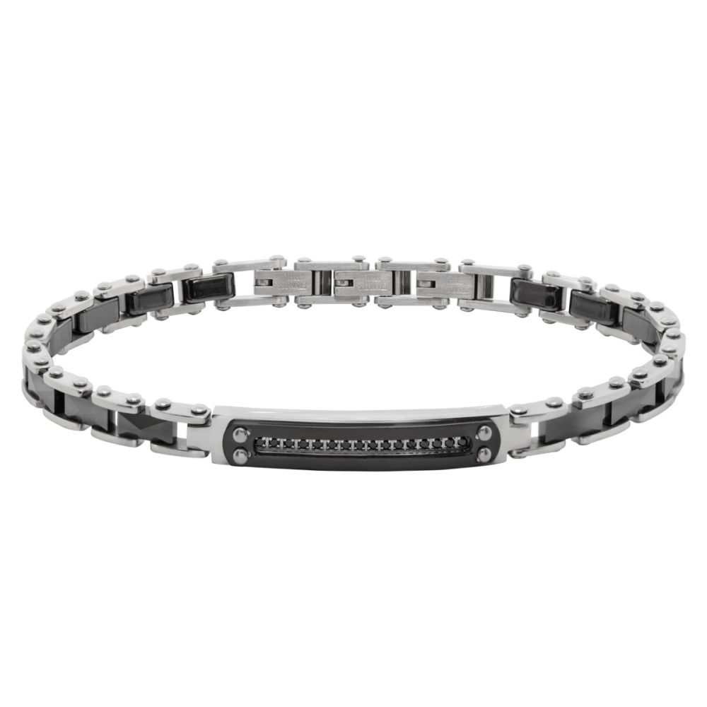 Chimiama Bracciale Acciaio Ceramica e Zirconi