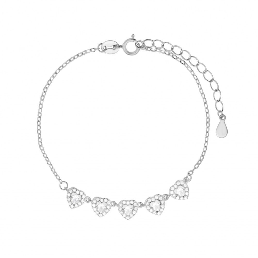 Chimiama Bracciale Argento Cuori Cristalli Bianchi