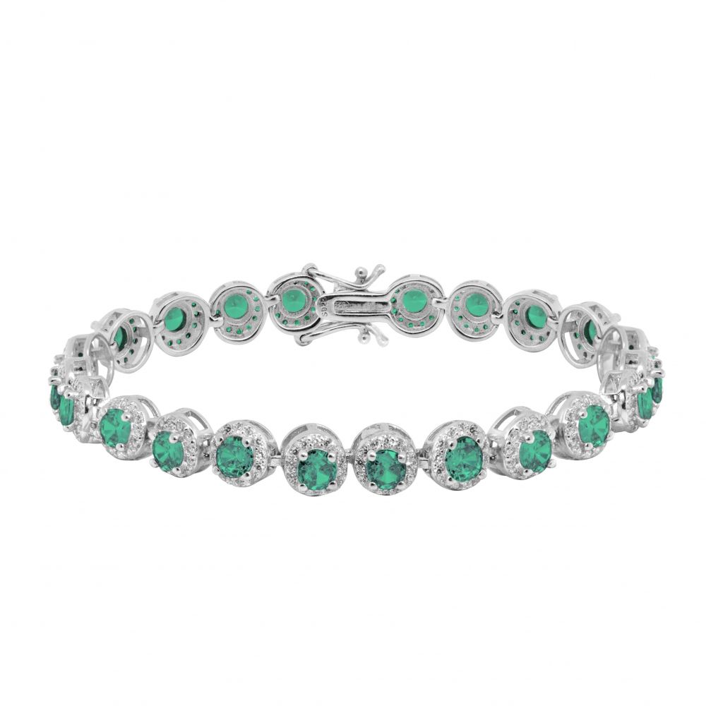 Chimiama Bracciale Argento Cristalli Smeraldo