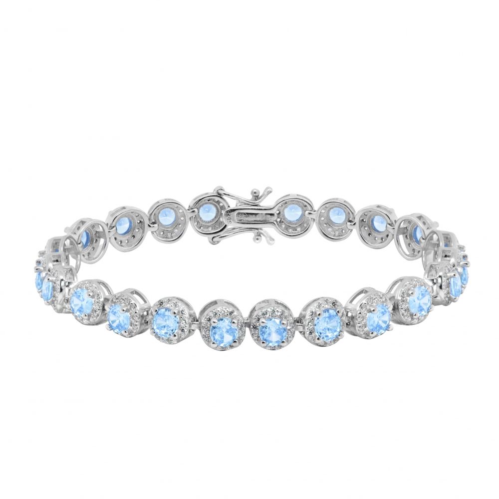 Chimiama Bracciale Argento Cristalli Acquamarina