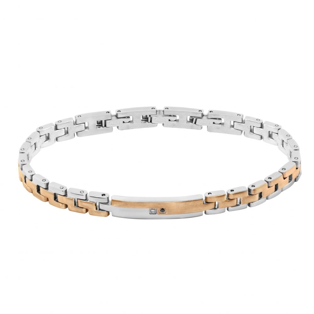 Chimiama Bracciale Acciaio Pvd Rosè e Zirconi