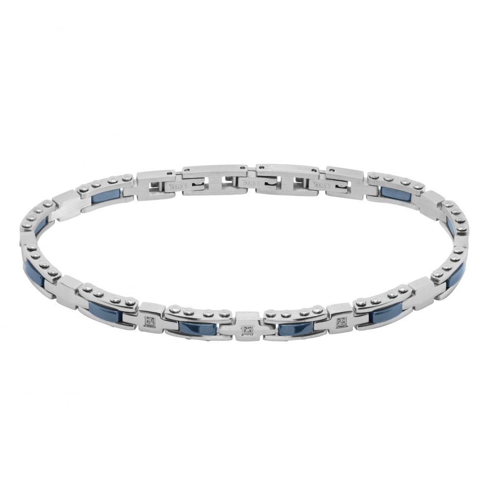 Chimiama Bracciale Acciaio e Ceramica Blu