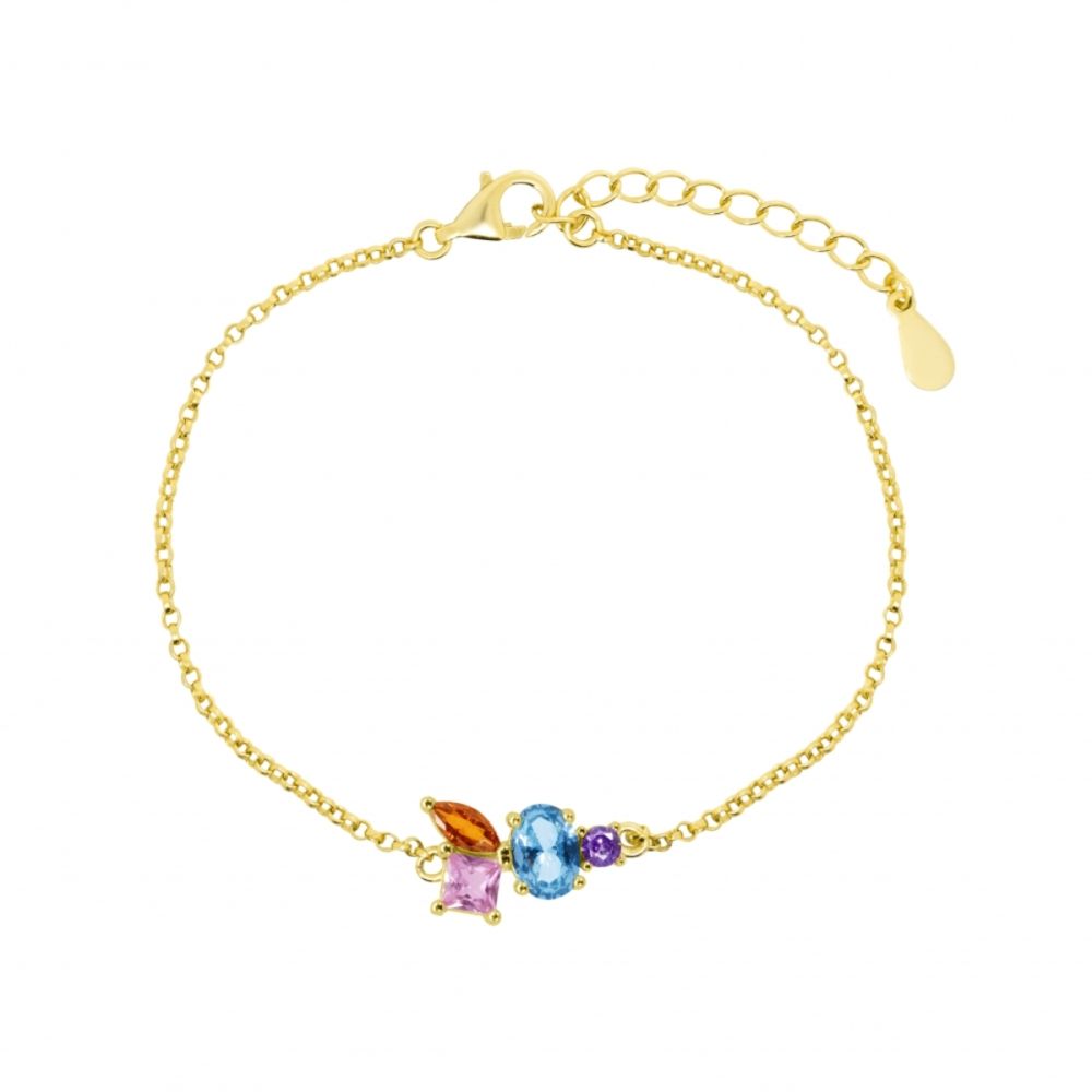 Chimiama Bracciale Argento Dorato Cristalli Multicolor