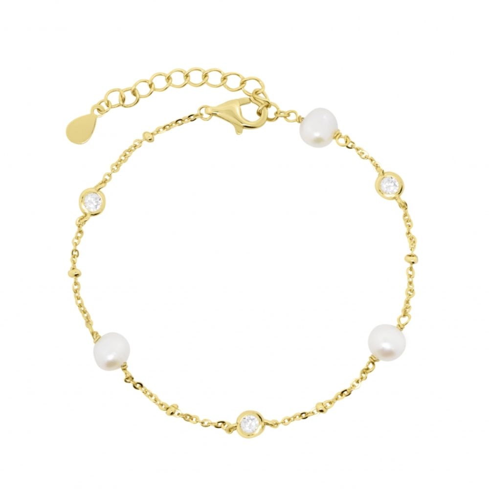 Chimiama Bracciale Argento Dorato Perle e Cristalli