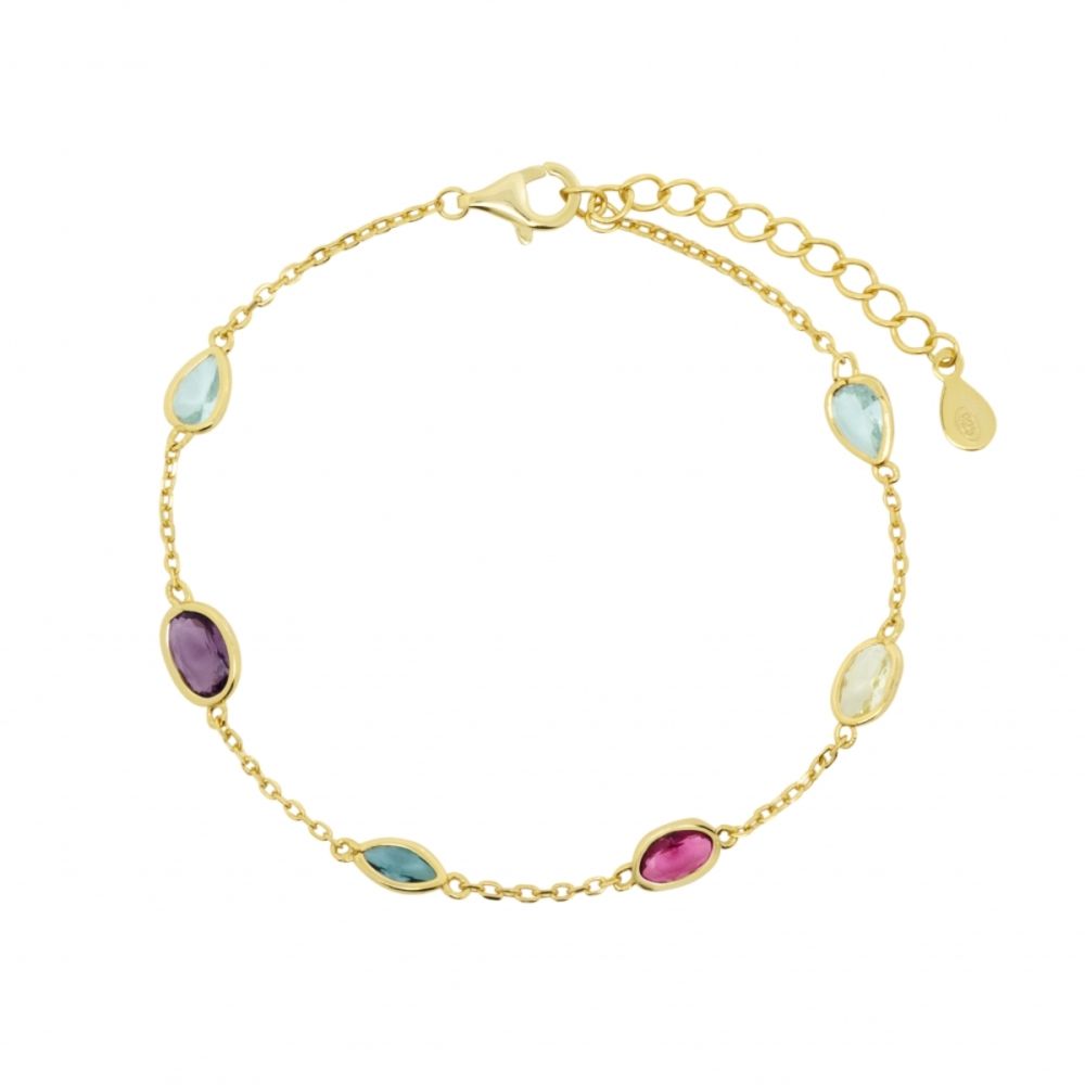 Chimiama Bracciale Argento Dorato Cristalli Multicolor