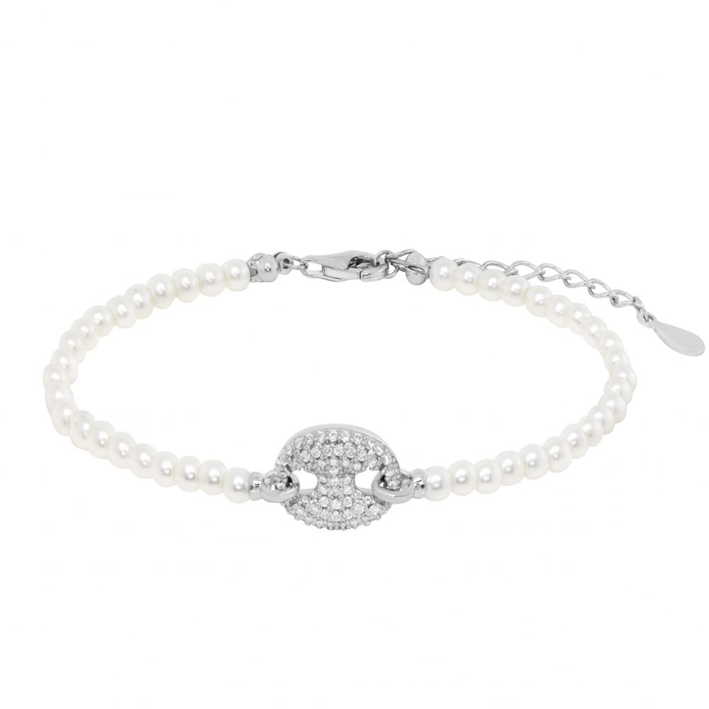Chimiama Bracciale Argento Perle ed Elemento Zirconato