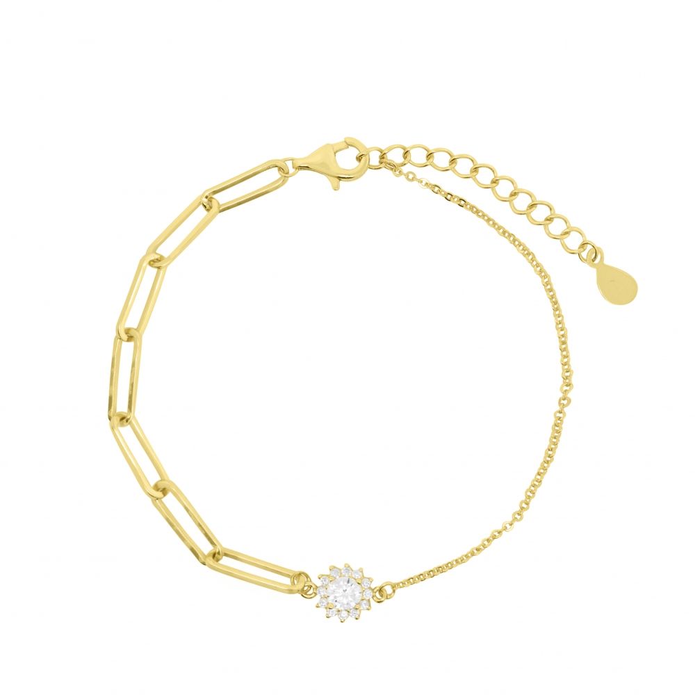 Chimiama Bracciale Argento Gold ZIrconi Bianchi