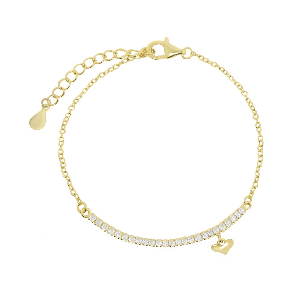 Chimiama Bracciale Argento Gold Zirconi Bianchi e Cuore