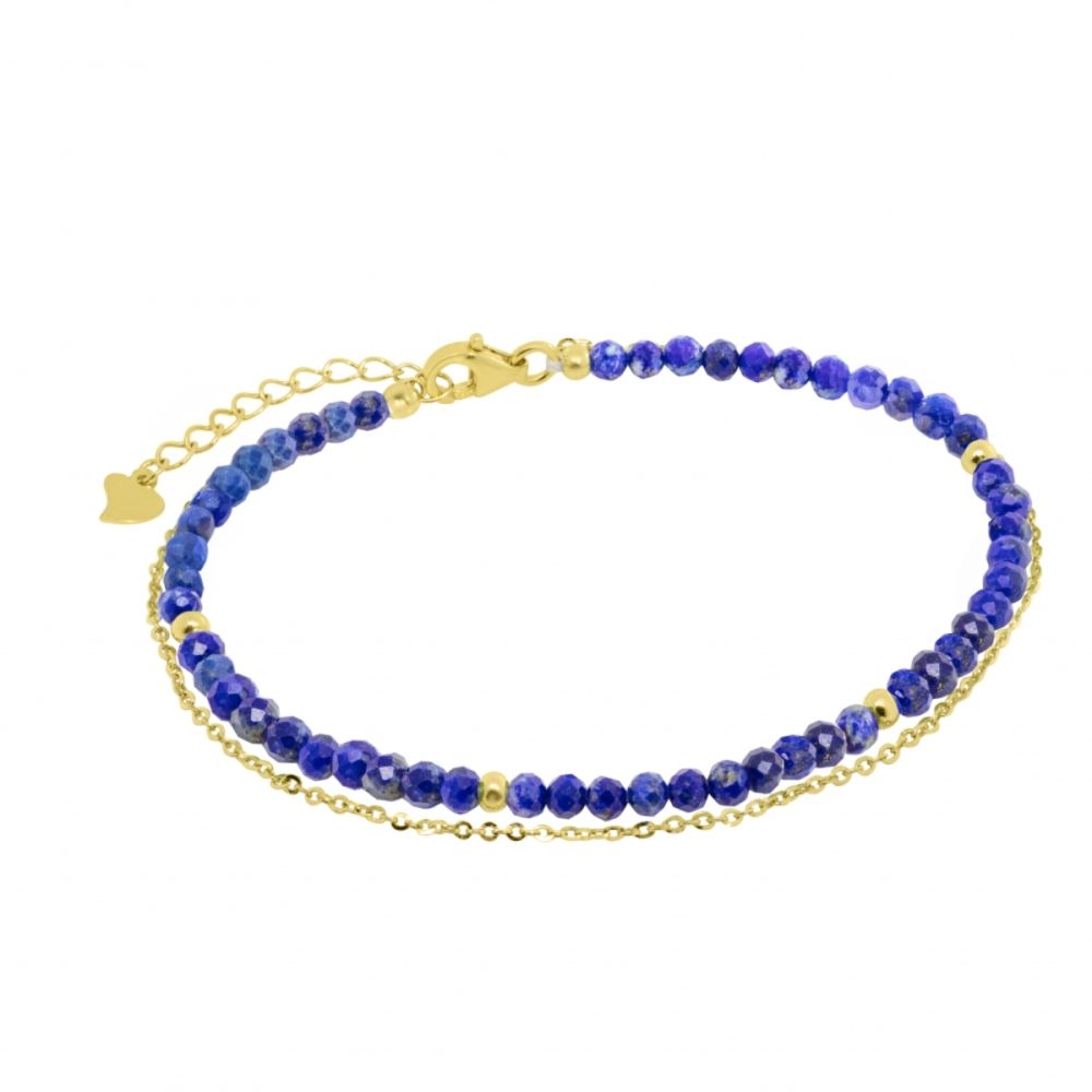 Chimiama Bracciale 2 Fili Argento Dorato e Lapislazzuli