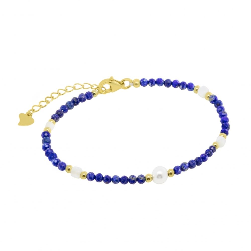 Chimiama Bracciale Argento Dorato e Lapislazzuli